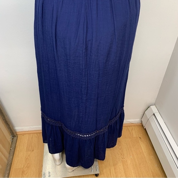 Avenue Maxi Dress Plus Sz 20 Gauzy Blue Sleeveless Ruffle Lined Flowy V Neck - Picture 6 of 12